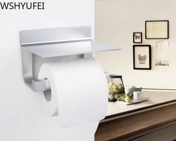 

1pcs/lot new punch-free space aluminum bathroom black paper towel rack toilet roll paper storage mobile phone paper towel rack