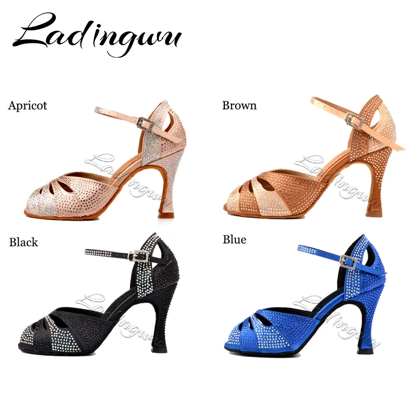 Glitter Rhinestone Latin Dance Shoes Women Satin Salsa Dancing Shoes Woman Tango Ballroom Ladingwu dance shoes