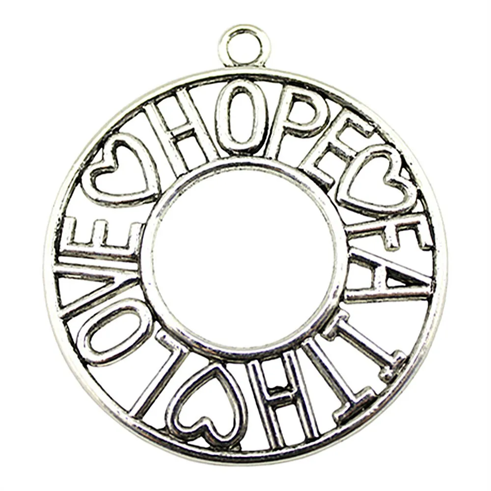1pcs Love Hope Faith Pendant Big Round Faith Hope Love Pendant Faith