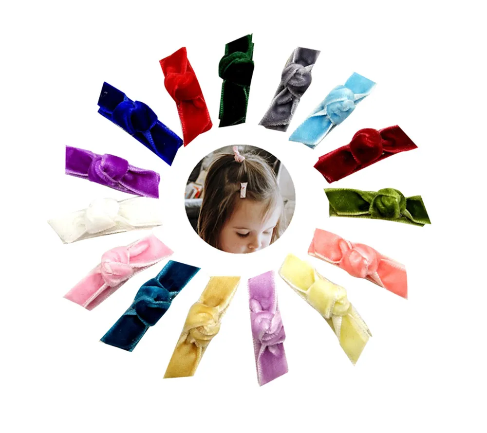 Velvet Hair Snap Clip, Small Hair Bow ,Mini Snap Hair Clips 100pcsin