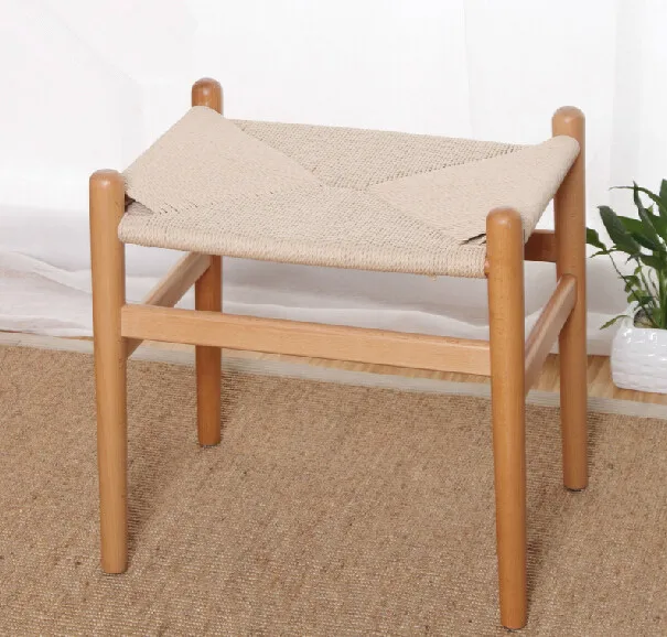 2 pieces/lot beech wood rattan seat Hans Wegner low stools | Мебель