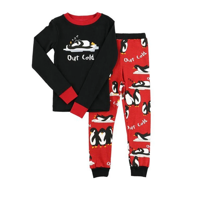 Family Matching Men Kids Boy Christmas Penguin Print Long Sleeve Pyjamas Xmas Nightwear Pajamas