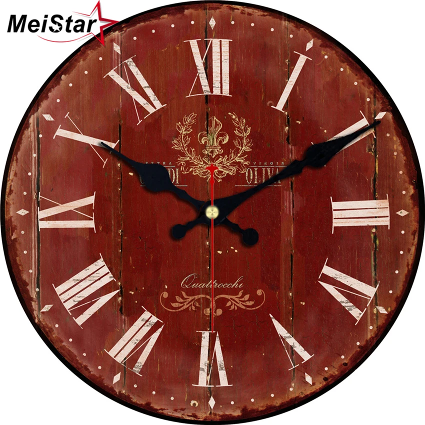 Meistar Vintage Round Clocks Brief Design Silent Home Cafe Wall Decor Shabby Chic Clocks For Kitchen Art Large Wall Clocks Buy At The Price Of 9 79 In Aliexpress Com Imall Com
