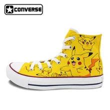 Покемон Go Пикачу Converse All Star мальчики девочки ручная роспись парусиновая обувь Для женщин Для мужчин высокие кроссовки Для женщин Для мужчин творческие подарки