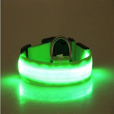 Светодиодный светильник-ошейник для собак, светящийся ошейник для собак, светящиеся ошейники для собак, электронные люминесцентные ночные защитные товары для домашних животных, щенков - Цвет: Green