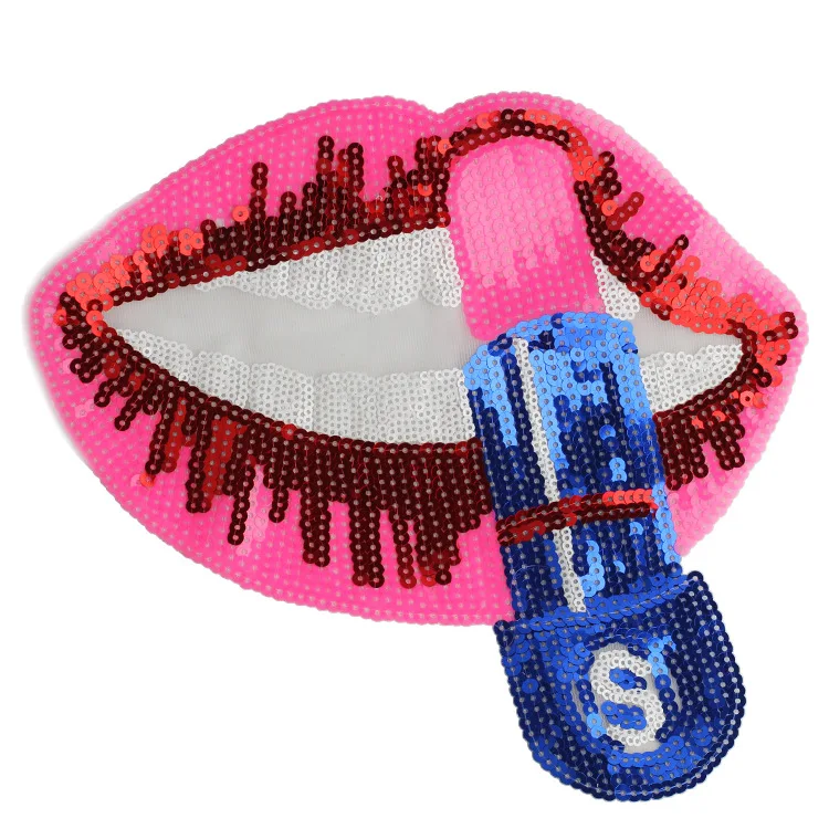 23cm Large Lipstick Lips Sequin Patches Sew-on Fashion Clothes Applique DIY Clothing Decoration Sequins for | Дом и сад