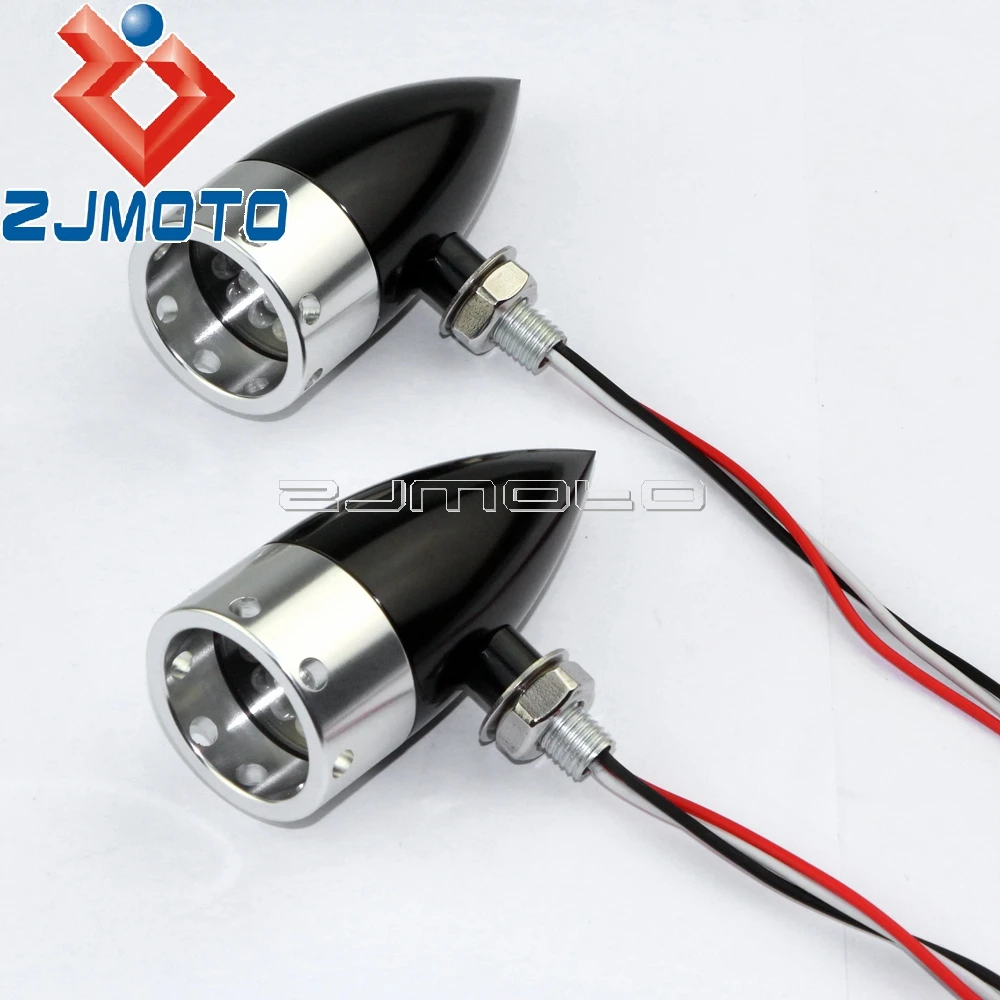 

ZJMOTO Янтарный CNC Заготовка светодиодный поворотники шоры указателя поворота светильник сигнала поворота светильник для Harley Chopper Cafe Racer