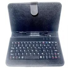 New 7 Inch Tablet pu Leather Stand Case Cover with Micro USB Keyboard with russian or hebrew text sticker