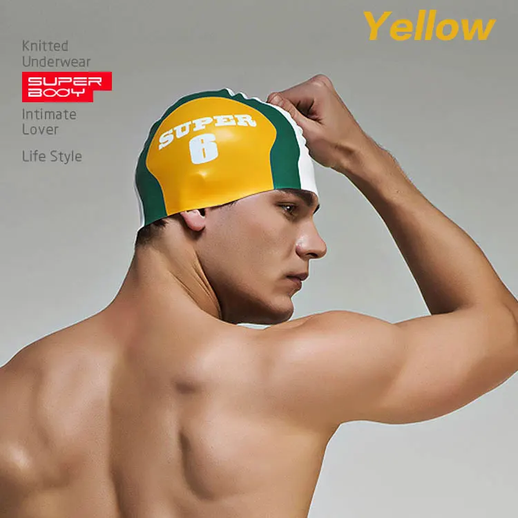 GNOLONG - Bonnet De Bain Silicone Extensible Adulte, Antidérapant, Motifs Colorés, Taille Unique