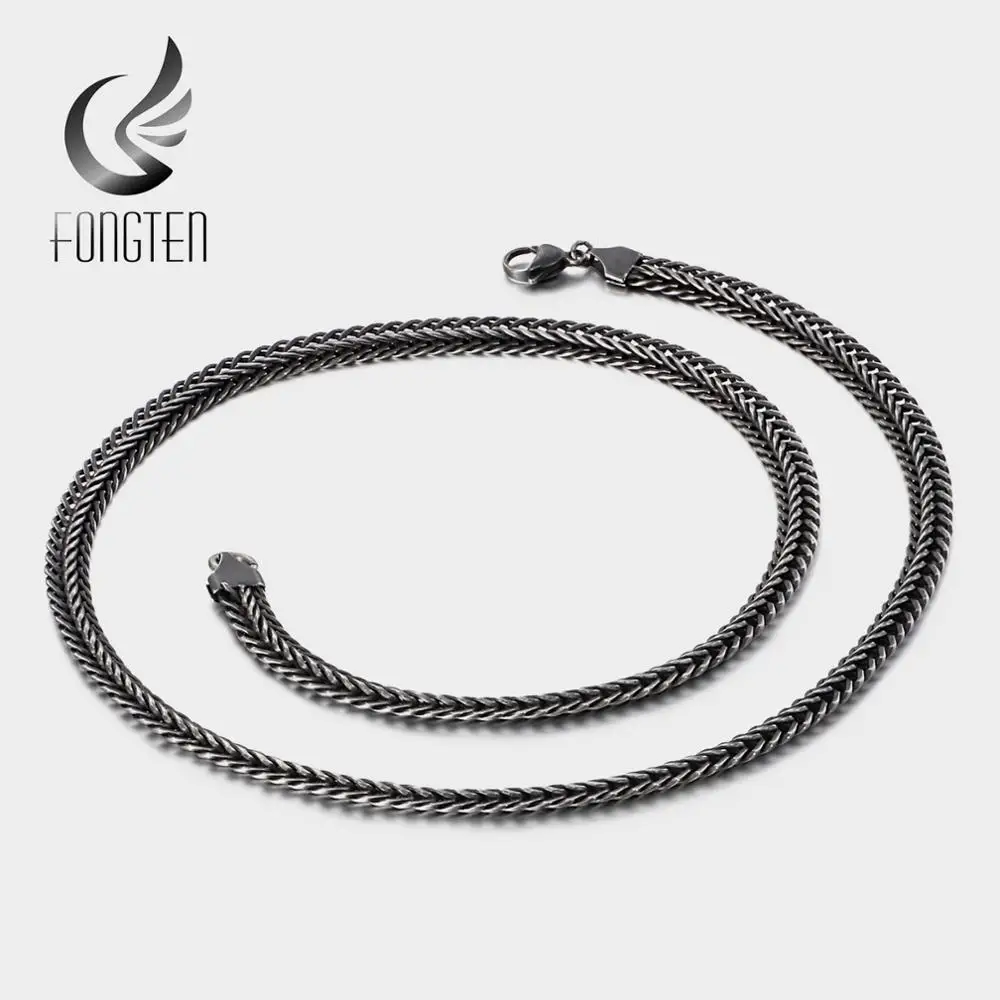 

Fongten Vintage Black Punk Stainless Steel Long Male Snake Chain Necklace Fashion Jewelry