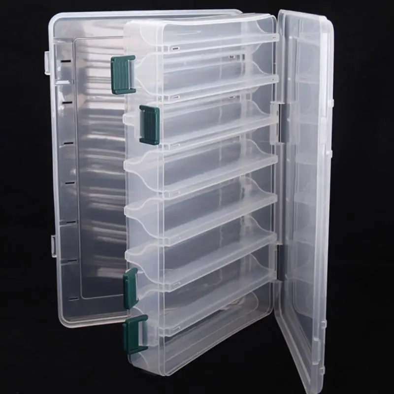 

Practical Household Storage Case Double Sided 14 Compartments Fishing Tackle Box Women Jewelry Organizer Cases Hot Sale #0528
