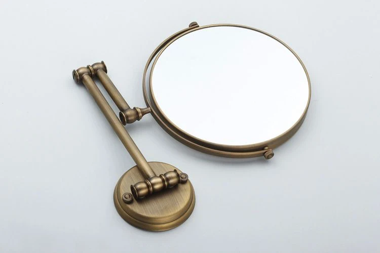 Vidric Bath Mirrors 3 x Magnifying Mirror of Bathroom Makeup Mirror Folding Shave 8" Dual Side Antique Brass Wall Round Mirrors