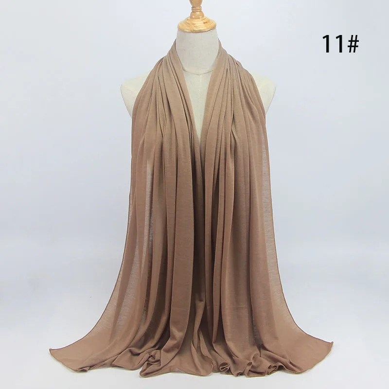 28 цветов шарф для женщин-мусульманок эластичные хиджабы исламские шали однотонные Модальные платок для женщин Джерси-шарф