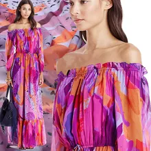 140 см шириной 10 мм шелк фиолетовый геометрический принт ткань креп-Жоржет для лета юбка рубашка платье ткань для поделок NN