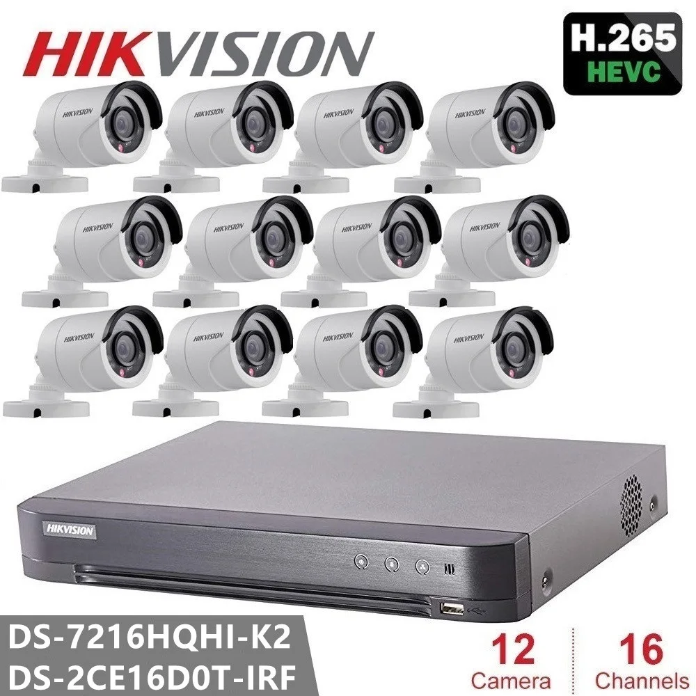 

Hikvision CCTV Kits DS-7216HQHI-K2 Turbo HD DVR 4MP Resolution & DS-2CE16D0T-IRF HD1080P IR Bullet Camera CVBS/AHD/TVI/CVI 2MP