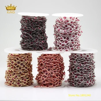 

K9 Glass Fashion Chains,5Meters 6mm Wire Wrapped Faceted Flat Coin Transparent Black Red Glass Plated Links Chain Findings HX150