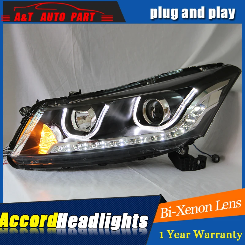 car styling For Honda accord headlights U angel eyes 2010 2012 For