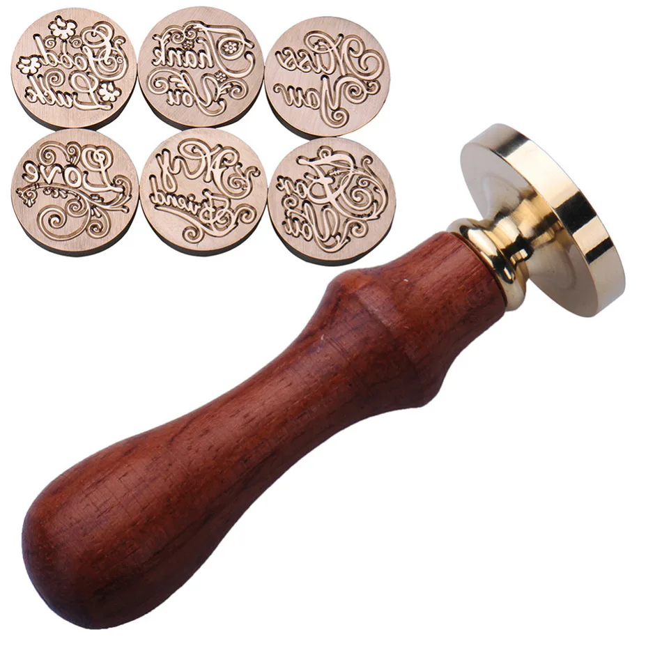 

DIY Wood Metal Sealing Wax Stamps Vintage Retro Romantic Love Thank You Miss you Good Luck For you Seal Stamp Drop shipping