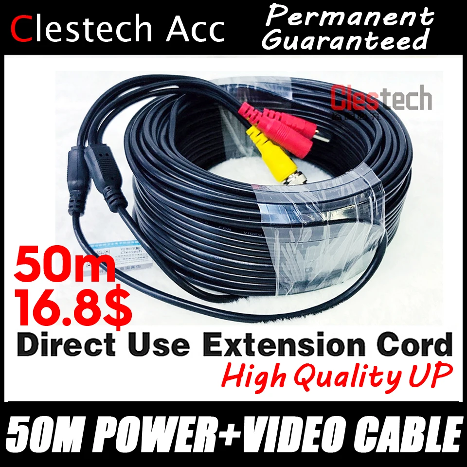 Хорошее качество 50 м провода видео силовые кабели камеры удлинить провода для CCTV DVR системы наблюдения с BNC DC разъемы расширения