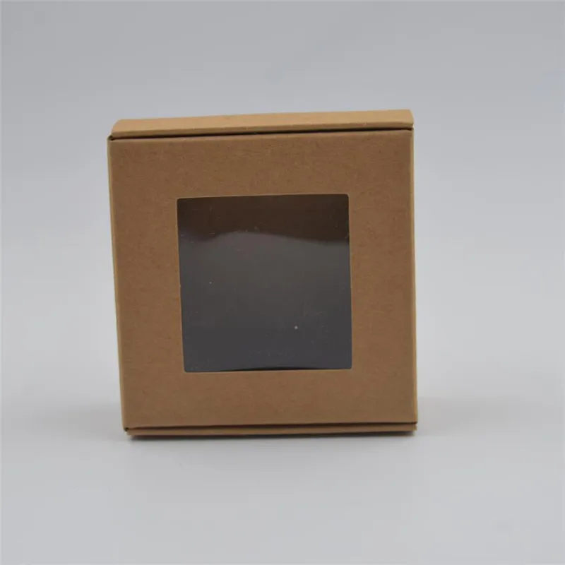 30 шт пустая коробка для конфет из крафт-бумаги с окном, белое мыло ручной работы в коробке, черное ювелирное печенье в подарок коробка, крафт-бумага вечерние коробки - Цвет: kraft paper