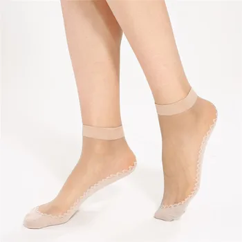 

5 Pair Thin Transparent Socks Elastic Short Wear-Resistant Bottom Women Socks Summer Style Skin Color Black Sock