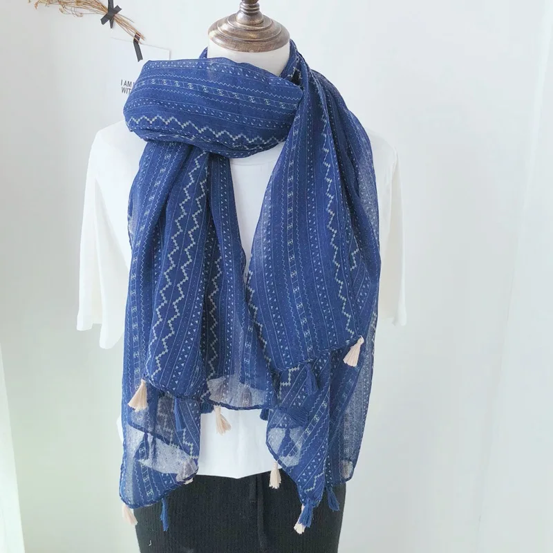 

2019 Fashion Newest Women Geometry Cotton Tassel Scarf Shawls 10pcs/lot