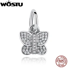 Auténtica plata de ley 925 mariposa brillante charm fit pandora original pulsera de colgantes auténtica joyería de regalo de navidad