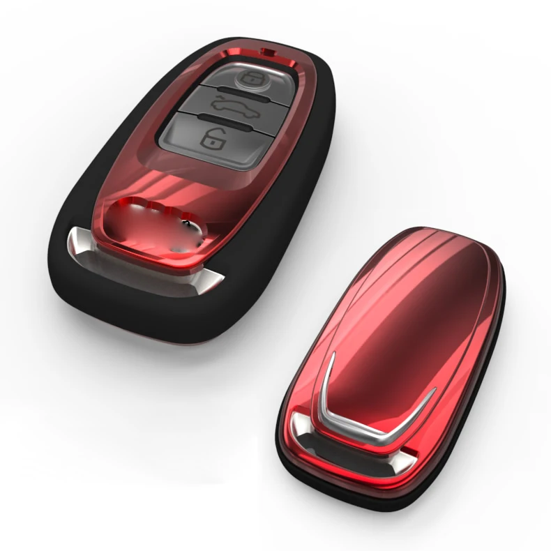 Защитный чехол ключа автомобиля для Audi A4L A5 A6 A6L Q5 S5 S7 защиты оболочки стайлинга автомобилей гальванический Чехол Чехлы - Название цвета: RED