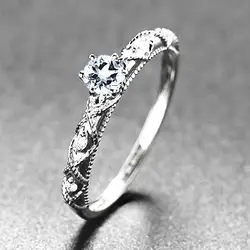 Art Deco Solid 10 к белого золота с натуральным бриллиантом обручение обручальное кольцо Аквамарин для женщин ювелирные украшения юбилей ретро