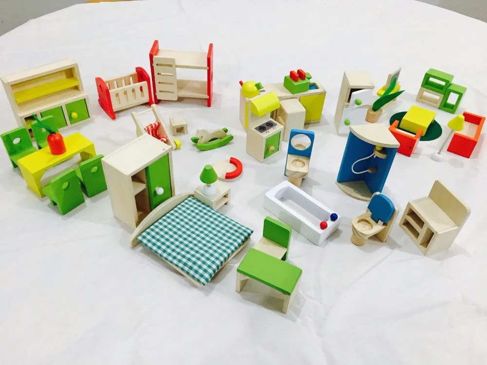 beech wood top quality 1/12 J&J DOLLS HOUSE FURNITURE WOODEN SET FOR
