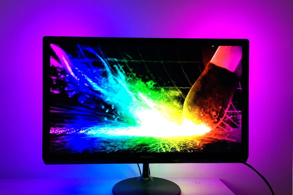 Ambilight ТВ USB Адресуемая WS2812B 5 в Светодиодная лента 5050 RGB цвет мечты для компьютера ТВ Настольный экран подсветка 1 м 2 м 3 м 4 м 5 м