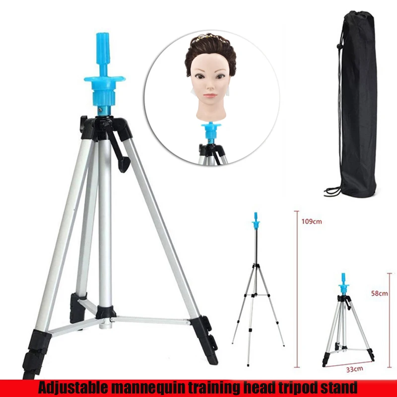 Aluminum Alloy Mannequin Head Holder Tripod Stand Adjustable