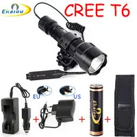 

High Quality 2000LM Lantern C8 XML T6 Led Flashlight Linterna Torch Light Hunting Flash Light +18650+Battery Charger+Gun Mount