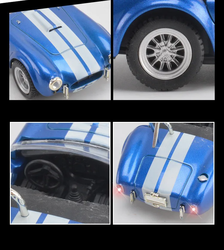 1:32 Ford Cobra 427 модель сплава, имитирующий звук и свет оттяните назад литье в кузове «Кабриолет»