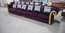 El nuevo europea sólida madera sala sofá muebles muebles de madera maciza de tela de franela asiento sofá 6-seater