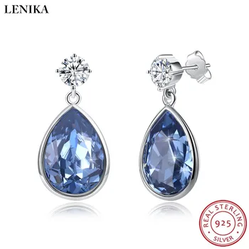 

LEKANI 2018 New Earrings For Women Blue Crystals From Swarovski S925 Sterling Silver pulseira feminina