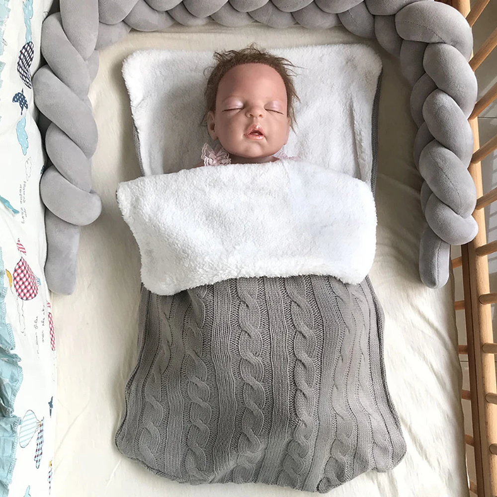 

Thick Baby Swaddle Wrap Knit Envelope Newborn Sleeping Bag Knitting Infant Stroller Warm Swaddling Blanket Sleep Sack