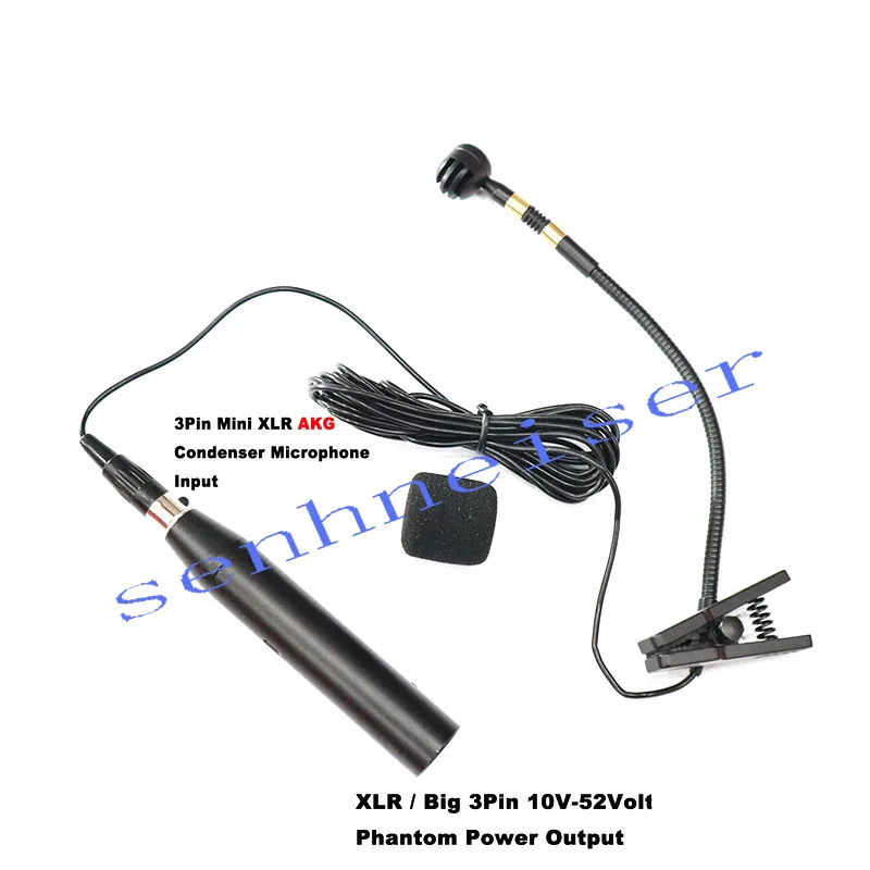 

Musical Instrument Condenser Microphone for Saxophone Violin Orchestra Trumpet For AKG with Phantom Power XLR Big 3Pin Adapter