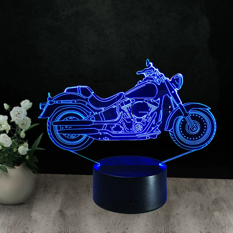Billig 3D Fast   Furious 8 Tisch Lampe Motorrad Nacht Lichter Led Lampara Plexiglas Platte Lumineuse Nacht Nachtlicht Colores Bulbing