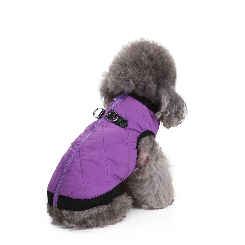 Зимняя Теплая Одежда для собак, мягкий жилет с хлопковой подкладкой, костюм для маленьких собак, фиолетовое пальто, йоркширский терьер, чихуахуа, Тедди