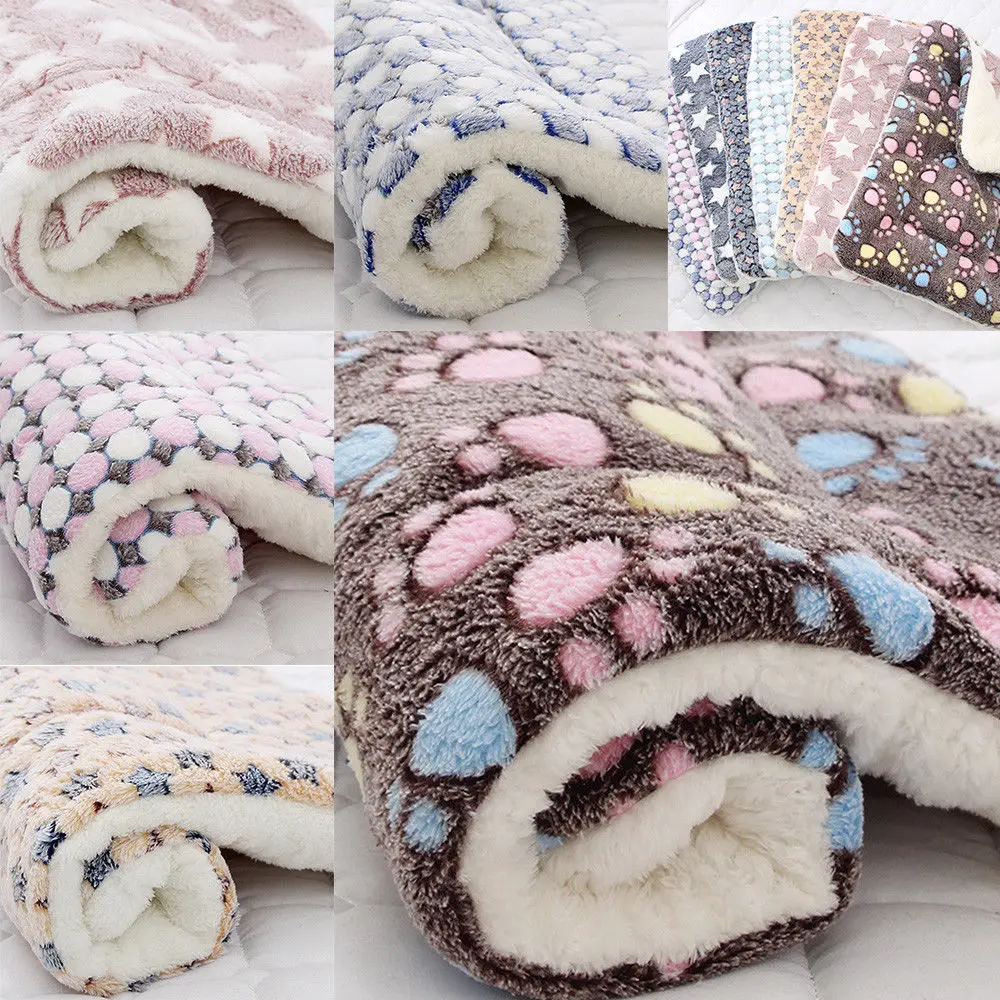 

Pet Soft Pet Blanket Winter Dog Cat Bed Mat Foot Print Warm Sleeping Mattress Small Medium Dogs Cats Coral Fleece Blanket