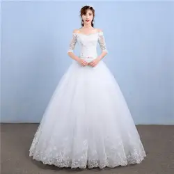 Inofin великолепное бальное платье свадебное платье с кружевом Vestido De Novia Princesa винтажные Свадебные платья Реальное изображение подвенечное