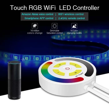 

Milight MiBoxer YL1 Touch WIFI RGB Led Controller Alexa voice WIFI Smartphone APP 2.4G Remote Control Timer Function DC12-24V