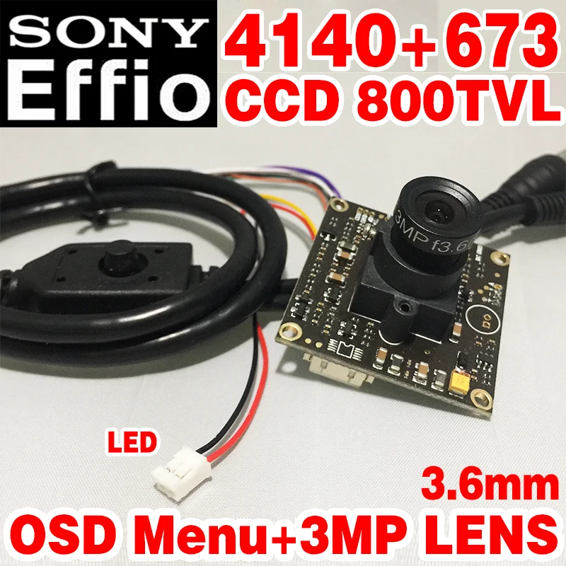 Real 1/3Sony CCD Effio 4140dsp+811 800tvl Analog Finished HD Monitor mini camera chip module 3.6mm 3.0mp lens osd menu cable