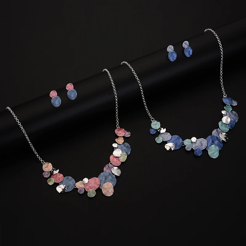 Уникальный дизайн круглые геометрические комплекты украшений для женщин модные женские вечерние свадебные массивное ожерелье с цепочкой и сережками