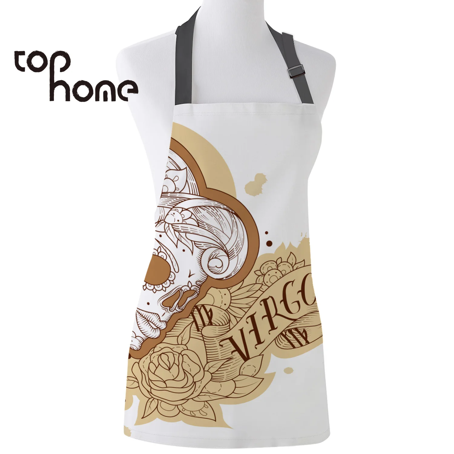 

Tophome Kitchen Apron Skull Astrological Printed Adjustable Sleeveless Canvas Aprons for Men Women Kids Home Cleaning Tools