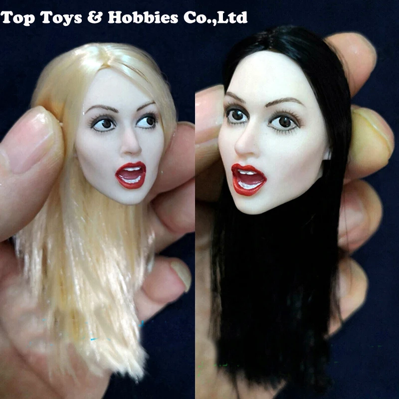 

For fan collection 1/6 Scale Beauty Open Mouth expression Girl Head Carving With Blonde Hair Fit For 12" PH Female Figure Body