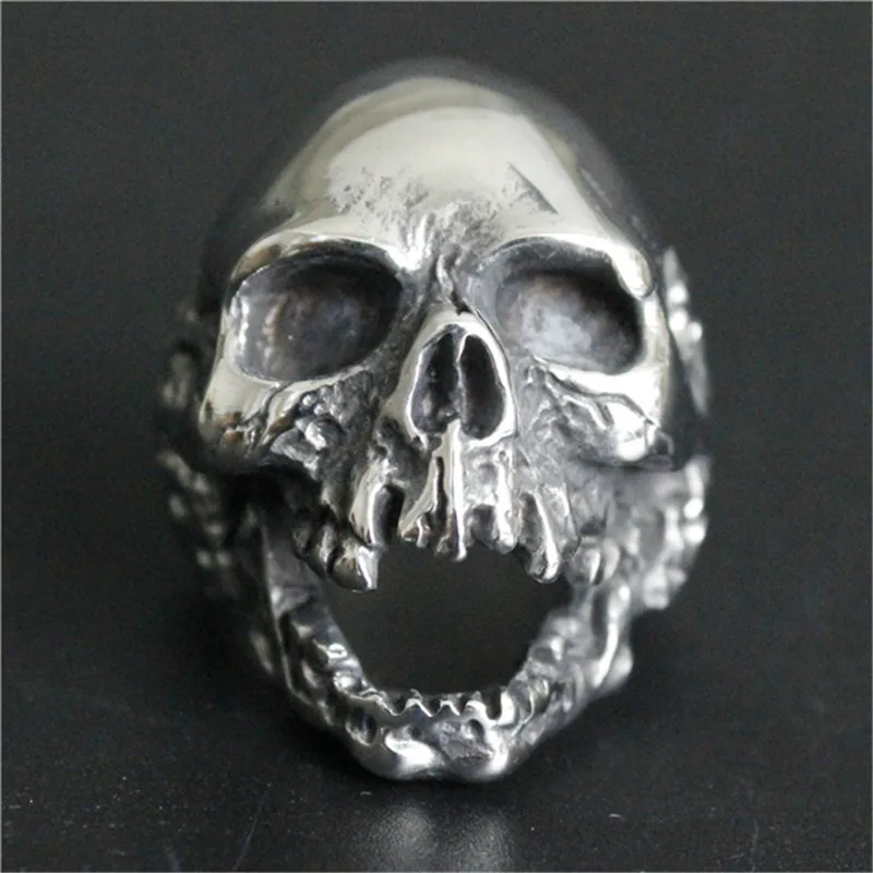 

Support Drop Ship Walking Dead Evil Skul Ring 100% 316L Stainless Steel Jewelry Fashion Man Boys Big Skull Ring