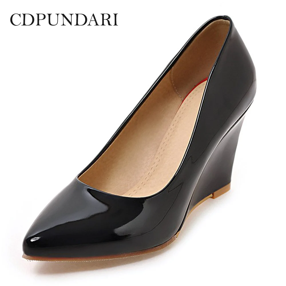 

CDPUNDARI Shallow Pointed Toe high heels women Wedges Pumps shoes woman