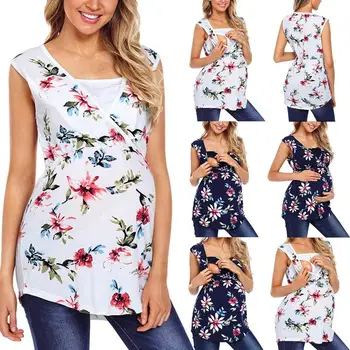 

Breastfeeding Tops Women's Summer Floral Print Breastfeeding Loose Casual T-Shirt Feeding Maternal Pregnancy